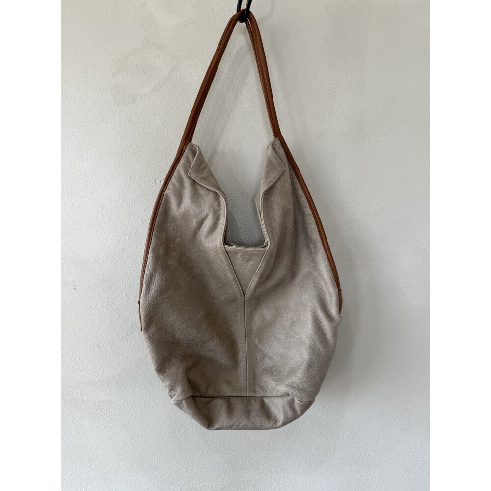 LADY BIRDS Women’s Brandy Leather Medium Tote Purse Bag Gray Brown Shoulder Arm